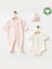 Kız Bebek Tulum Body Şapka Organik 3 Lü Set 1