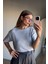 Gri Bisiklet Yaka Oversize Triko Bluz 1
