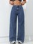 Kadın Baggy Fit Denim Jean Yıkamalı Pantolon 3