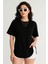 Siyah Modal Kumaş Kadın Tişört 2