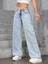 Kadın Baggy Fit Denim Jean Yıkamalı Pantolon 1
