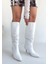 Zelya Beyaz Cilt Topuklu Çizme 1