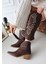 Jilla Kahverengi Cilt Tak Çıkar Topuklu Bot ve Çizme 2