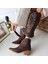 Jilla Kahverengi Cilt Tak Çıkar Topuklu Bot ve Çizme 4
