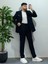 Erkek Lacivert Kruvaze Takım Elbise Modern Slim Fit Şık Damatlık Özel Gün Klasik Takım 4