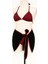 Kadın Bordo Siyah Pareolu Yandan ve Boyundan Bağlamalı 3'lü Bikini Takımı 2