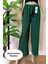 Kadın Yeşil Beli Lastikli Dökümlü Geniş Paça Burgu Kumaş Palazzo Pantolon 1