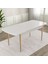 Beyaz 80X132 Açılabilir Mdf Yemek Masası Doğal Ahşap Ayak 1