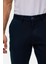 Lacivert Slim Armürlü Kanvas Pantolon 4
