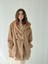 Urban Retro Kapüşonlu Oversize Ceket Kaban Kadın Camel 3