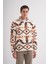 Vintage Desenli Kürk Dokulu Dik Yaka Regular Fit SWEATSHIRT-52440 3