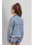 Uçları Püsküllü Kız Kot Ceket - Mavi 2