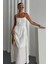 Askılı Beyaz Keten Elbise 2