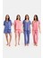 Dream Mavi/pembe Dantel Detaylı Uzun ve Şortlu Önden Düğmeli 8 Parça Pijama Takım Set 1