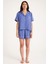 Dream Mavi/pembe Dantel Detaylı Uzun ve Şortlu Önden Düğmeli 8 Parça Pijama Takım Set 3