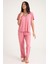 Dream Mavi/pembe Dantel Detaylı Uzun ve Şortlu Önden Düğmeli 8 Parça Pijama Takım Set 4