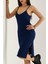 Askılı Lacivert Modal Kumaş Kadın Elbise 4