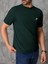 Erkek Koyu Yeşil Bisiklet Yaka Göğsü Palmiye Baskılı T-Shirt 2