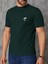 Erkek Koyu Yeşil Bisiklet Yaka Göğsü Palmiye Baskılı T-Shirt 3