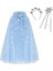 Çocuk Elsa Frozen Pelerin,kristal Taç ve Asası/mavi Renk / 3-10 Yaşlar 1