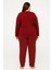 Kadın 20745 Büyük Beden Uzun Kol % 100 Pamuk Milan Pijama Takımı Bordo 2