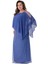 Büyük Beden Indigo Renkli Asimetrik Kesim Pul Payetli Uzun Abiye Elbise 3