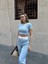 Crop Pantolon Biyeli Takım Mavi 6