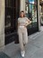 Crop Pantolon Biyeli Takım Bej 7