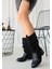 Eyesof Jolin Siyah Cilt Süet Detaylı Çizme 1