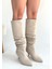 Eyesof Zelya Bej Cilt Topuklu Çizme 5