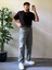 Gracht Erkek Siyah Oversize Basic Tişört Rahat Kesim Günlük Kombinler Için Uygun Yazlık Tshirt 5