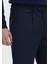 Lacivert Düz Dokuma Regular Fit Casual Yün Karışımlı Pantolon 3