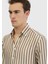 Kahverengi Çizgili Casual Fit Dokuma Casual Gömlek 4