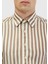 Kahverengi Çizgili Casual Fit Dokuma Casual Gömlek 5