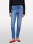 Streç Pamuklu Taş Yıkama Yüksel Bel Slim Fit Pantolon Kadın Buz Mavisi Denim Pantolon - 325P47KZLE044 3