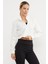 Yarım Fermuarlı Dik Yaka Crop Sweatshirt 1