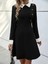 Kadın Uzun Kollu Yakalı Düğmeli Kısa Modal Mini Elbise 3