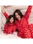 Anne Mini Me Pijama Takımı Interlok Kapüşonlu Yaka Uzun Kol Reçme Paça 1