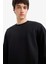 Boxy Fit Bisiklet Yaka Basic Düz Pike Sweatshirt E1519AX25AU 3