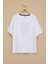 Ekru Payetli Kalp Desenli Kısa Kol Kız Çocuk Oversize Tişört 20791 1