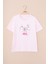 Pembe Sırtı Yazılı Fotoğraf Baskılı Kız Çocuk Bisiklet Yaka Tişört 20979 1