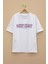 Beyaz West Coast Yazılı Kısa Kol Kız Çocuk Bisiklet Yaka Tişört 21025 1
