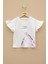Ekru Zürafa Baskılı Fırfırlı Kız Bebek Kısa Kol Tişört 20992 1