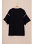 Siyah Kolu Şerit Detaylı Payetli Kız Çocuk Oversize Tişört 20813 3