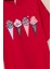 Kırmızı Dondurma Baskılı Taşlı Kız Çocuk Kısa Kol Oversize Tişört 20794 2