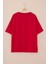 Kırmızı Dondurma Baskılı Taşlı Kız Çocuk Kısa Kol Oversize Tişört 20794 3