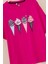 Fuşya Dondurma Baskılı Taşlı Kız Çocuk Kısa Kol Oversize Tişört 20796 2