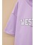 Lila West Coast Yazılı Kısa Kol Kız Çocuk Bisiklet Yaka Tişört 20963 3