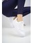 Spor Ayakkabı Kadın Unisex Mikrofiber Dış Malzeme Kauçuk Tabanlı Beyaz 6