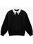 Üç Iplik Uzun Kollu Taş Detaylı Gömlek Yaka Sweatshirt 1
